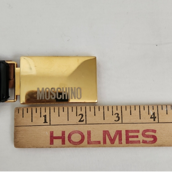 VINTAGE Moschino Black leather belt with Gold Hardware (Ladies) - Picture 3 of 5